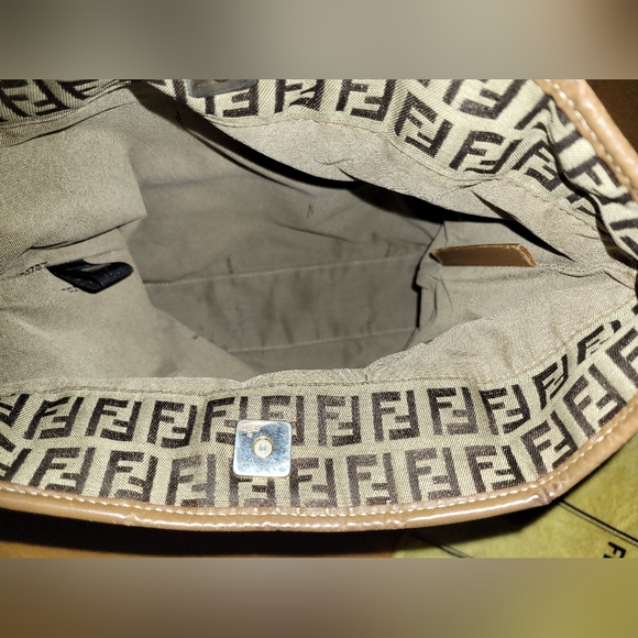 SALE! FENDI Zucchino Light Brown Canvas Leather Trim  Small Tote - Picture 7 of 10